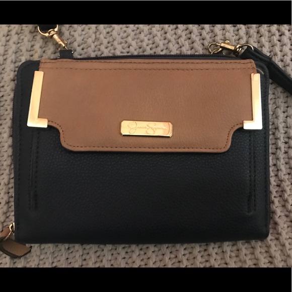 Jessica Simpson Navy and Taupe crossbody purse - Picture 1 of 4